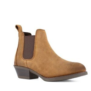 Women’s Frye Supply Steel Toe Tan Suede Chelsea Ankle Boot